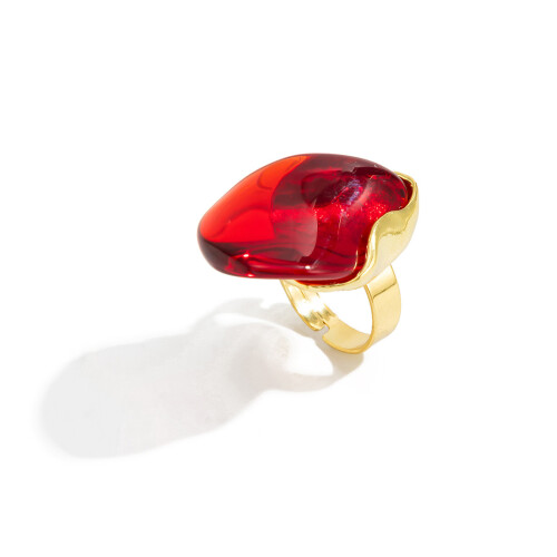 Artistic Geometric Resin Ring Irregular Design Vintage-Red