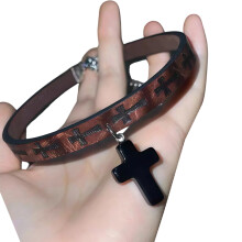 Street Style Gothic Hip Hop Leather Chokers Necklace Crosses