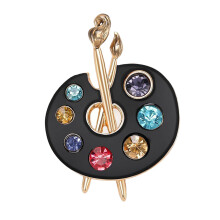 Enamel Rhinestones Palette Brooch Accessory Suitable for-Black