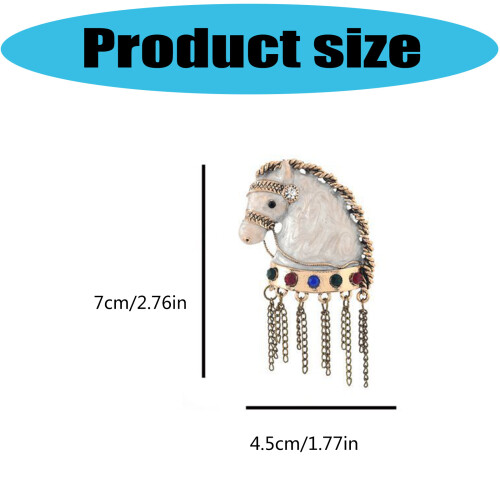 Broche tête de cheval en émail Chic avec glands, accessoire de 2