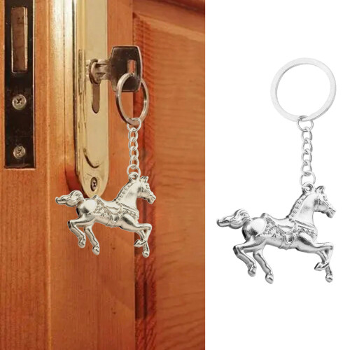 Porte-clés pendentif cheval polyvalent pour sacs à clés-Argent 2