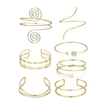 Pack of 7 Adjustable Gold Color Arm Cuff Bracelets for Women-3