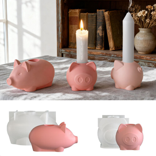 Silicone Craft Mold for Crystal Drip Glues Pig Candle-pattern 2 1