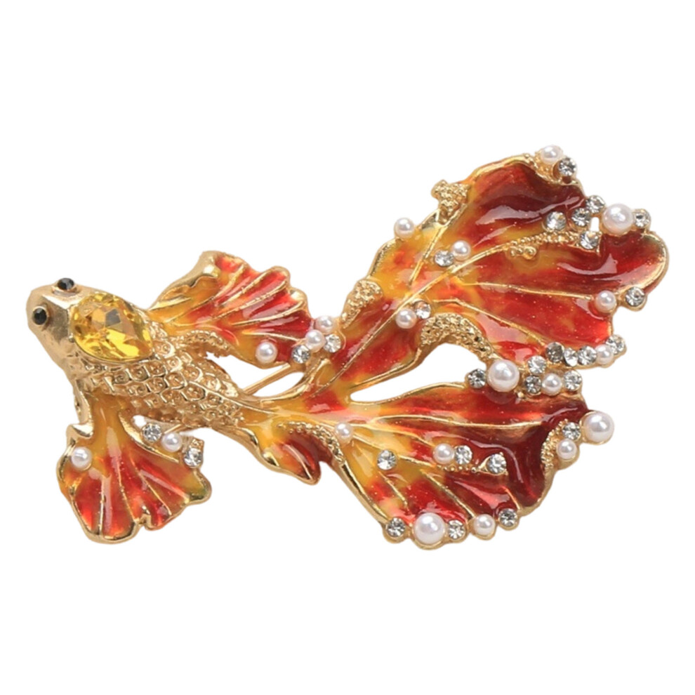 Yellow Colorful Alloy Fish Brooch Badge Pin Featuring Artistic