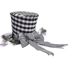 Christmas Tree Topper Hat, Red & Black Plaid Fabric with Bow