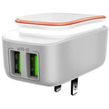 LED Touch Nightlight with 2 USB Ports, White & Gold