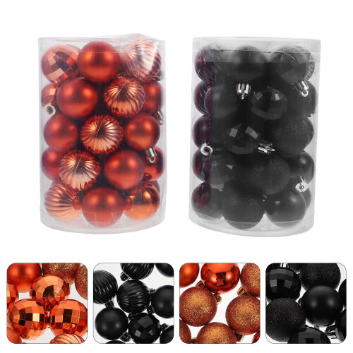 Christmas Tree Ornaments Black Orange 68 Pieces 2