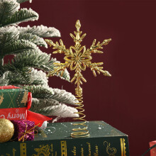 Gold LED Christmas Tree Top Star, 19 cm, Hollow Snowflake