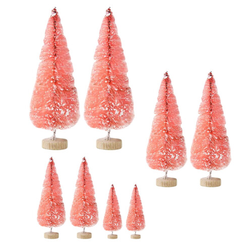 Miniature Artificial Christmas Trees Pink 8 pcs 2
