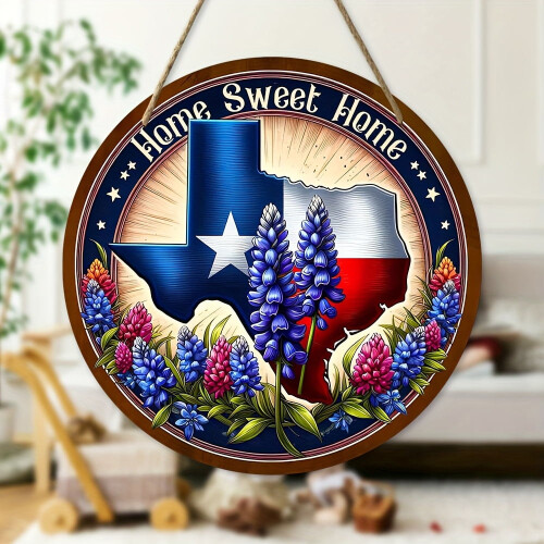 Rund träväggskylt Texas Blue Cap 1