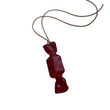 Unique Candy Resin Pendant Long Necklace Soft Wax-Coffee color