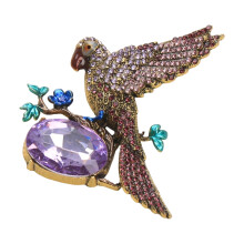 Broche perruche créative Vintage ornée de cristal,-Violet