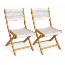 2er-Set Klappgartenstühle - AWANA - FSC Akazienholz - Geflochtene Schnur - 52 x 48 x 85 cm