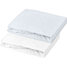 Set of 2 fitted sheets - MY LITTLE SLEEP - 100% cotton Jersey - 60 x 120 cm - White and light blue