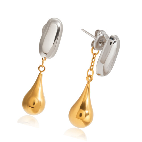 Unique Color Block Drop Earrings Stainless Steel Front Back