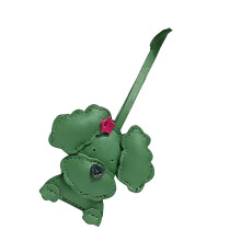 Cute Dog Shaped Keychain High Quality PU Leather for-Dark Green