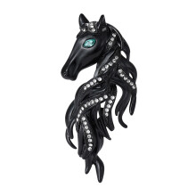 Broche en alliage de dessins de chevaux élégants, matériaux-Noir