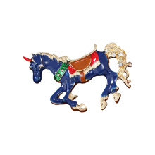 Vintage Inspire Unicorns Horse Brooch Featuring-dark blue