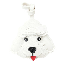Miniature Dog Figure Keychain PU Leather Hanging Charm-White