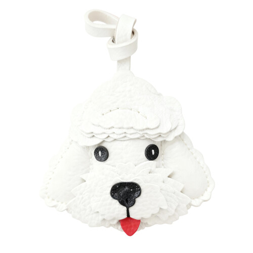 PU Leather Dog Ornament Versatile Keyring Decoration for-White