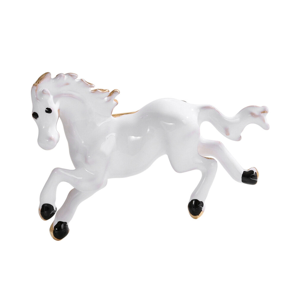 White Multi Functional Alloy Horse Brooch Chinese Zodiacs Theme