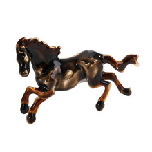 Alloy Horse Brooch Chinese Zodiacs Theme Lapel Pin-Dark Brown