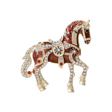 Elegant Alloy Brooch With Shining Crystals And-Dark Brown