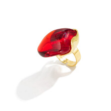 Everyday Wear Lightweight Resin Geometric Ring Irregular-Red