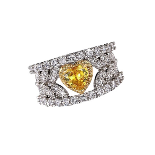 Practical Copper Heart Ring Sparkling Rings Hollow Craft-7