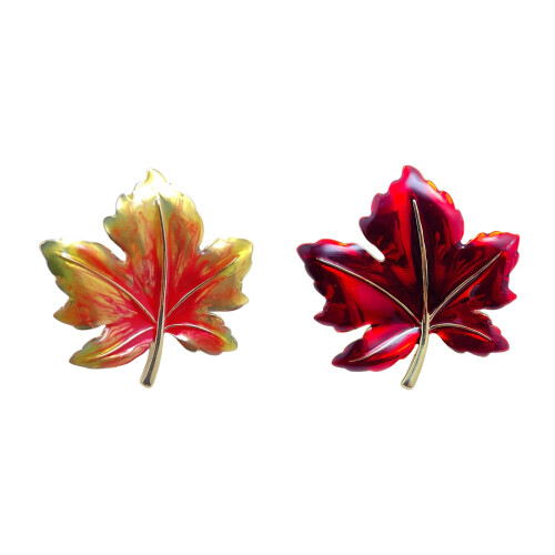 Elegant Enamel Leaf Pin Versatile Wardrobe Essential-Orange 1