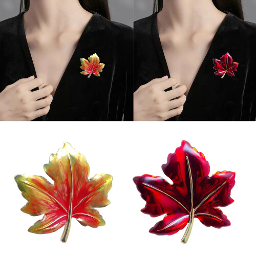 Elegant Enamel Leaf Pin Versatile Wardrobe Essential-Orange 2