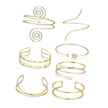 Pack of 7 Adjustable Gold Color Arm Cuff Bracelets for Women-3