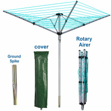 Rotary Washing Line 60m Heavy Duty Clothes Line Outdoor Airer & Spike