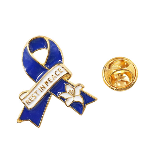 Stylish Rest in Peace Pin Brooch Secure Clasp-Royal Blue