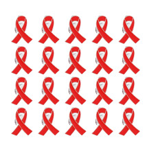 Alloy Ribbon Corsage Pins for Volunteers Pack of 20pcs-Red