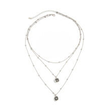 Contemporary Layer Chokers Necklace With Acrylic Black Stone