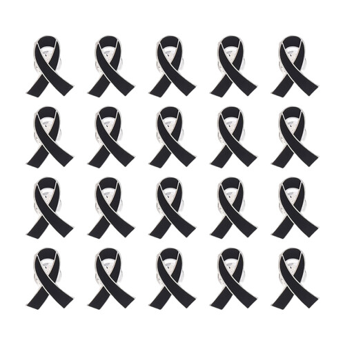 Broches de plaidoyer, 20 pièces/paquet, conception de ruban-Noir