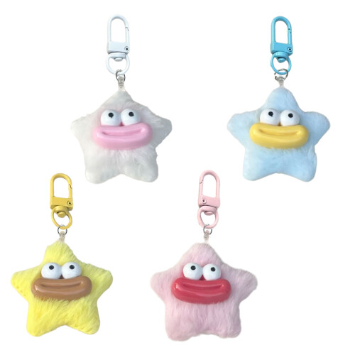 Porte-clés Design étoile en peluche, accessoire d'hiver-Blanc 1