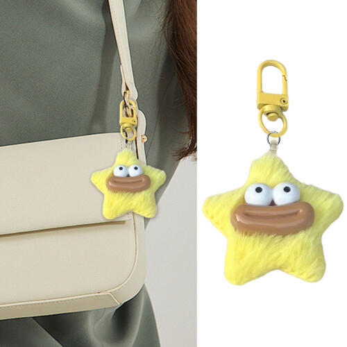 Porte-clés Design étoile en peluche, accessoire d'hiver-Blanc 2