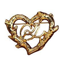 Croix de style vintage avec breloque en forme de cœur, broche-1