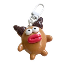 Grand porte-clés bouche de saucisse drôle, mignon, breloque-Brun