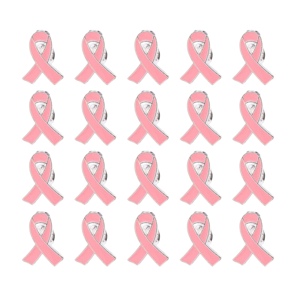 Pink 20 Pieces User Friendly Ribbon Brooches Volunteer Gift