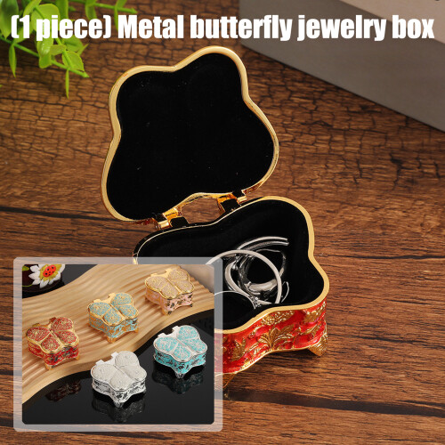 Butterfly Shape Jewelry Box Storage Space Lid-silver blue 2