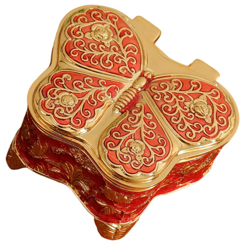 Metal Jewelry Storage Solution with Butterfly Shape Space-Red