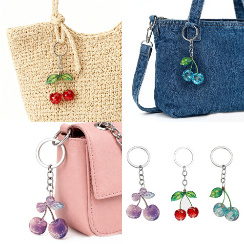 Cherry Patterned Acrylic Keychain Double Side Artwork-Red 2