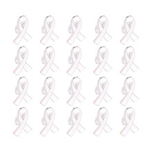Stylish Alloy Ribbon Brooches for Charity Support, 20-White