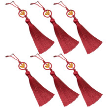 6PCS Elegant Gold Sycee Tassels Pendant For Purse-Wine Red