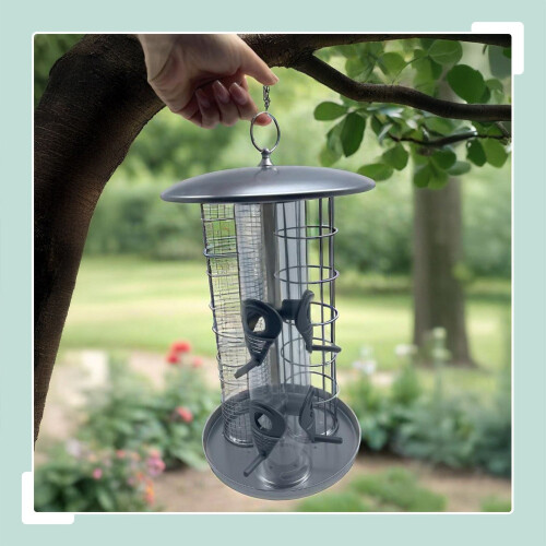3-in-1 Vogelfutterhaus mit Schale für Wildvögel 1