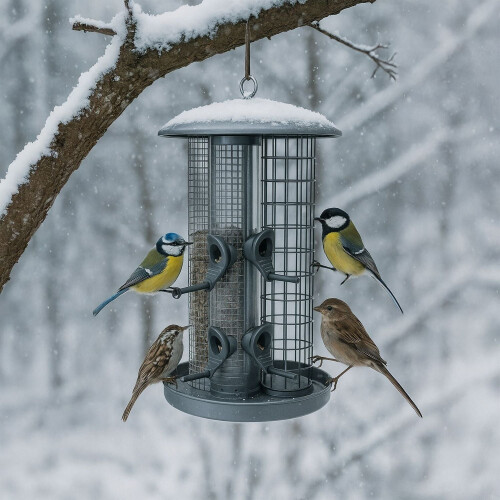 3-in-1 Vogelfutterhaus mit Schale für Wildvögel 2
