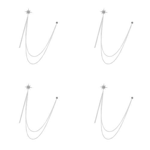 Ensemble de broches de costume- Pompon long Silver Star